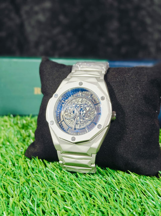 HUBLOT DIMOND CUT MEN'S WATCH WITH FREE BOX & FREE SHIPPING