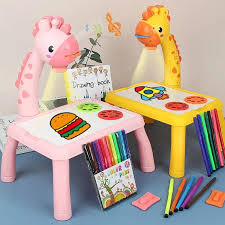 Giraffe Kids Drawing Projector Table with Art Markers & Trace Discs In Large Size