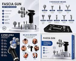Blueidea BLD-780 Fascia Massage Gun | 9 Massage Heads | 6 Speed Levels | Deep Tissue Muscle Massager | Rechargeable Portable Massage Gun