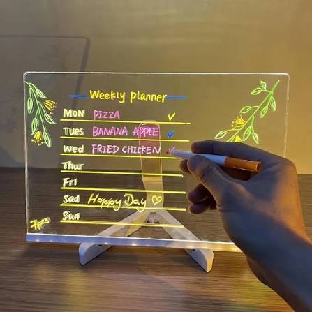 LED Glowing Acrylic Dry Erase Board size (8 x 12)