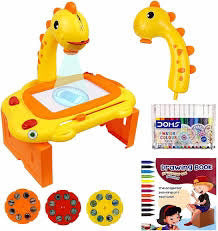 Giraffe Kids Drawing Projector Table with Art Markers & Trace Discs In Large Size